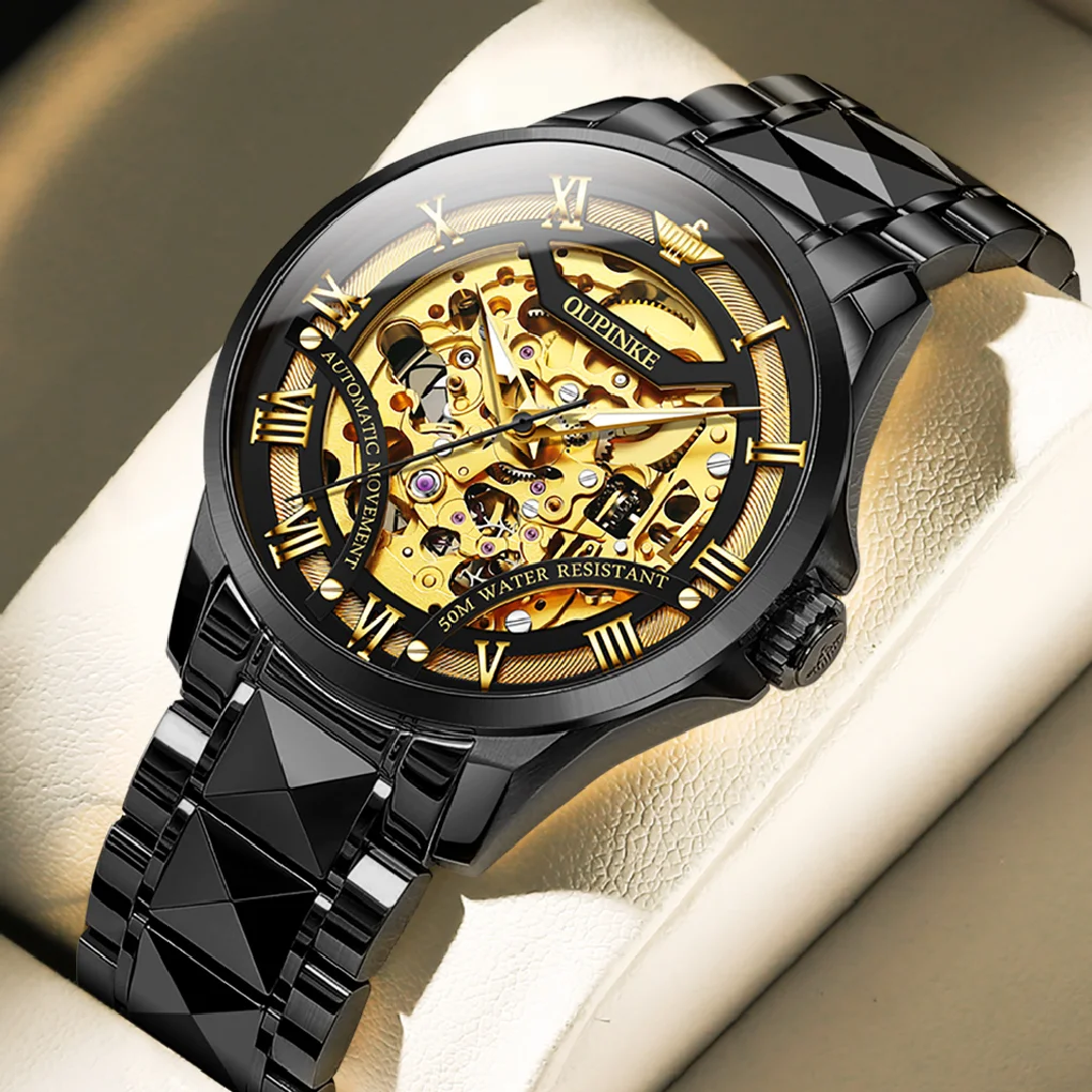 

OUPINKE Original Men's Luxury Watch Automatic Mechanical Skeleton Watches Sapphire Crystal Tungsten Steel Waterproof Wristwatch