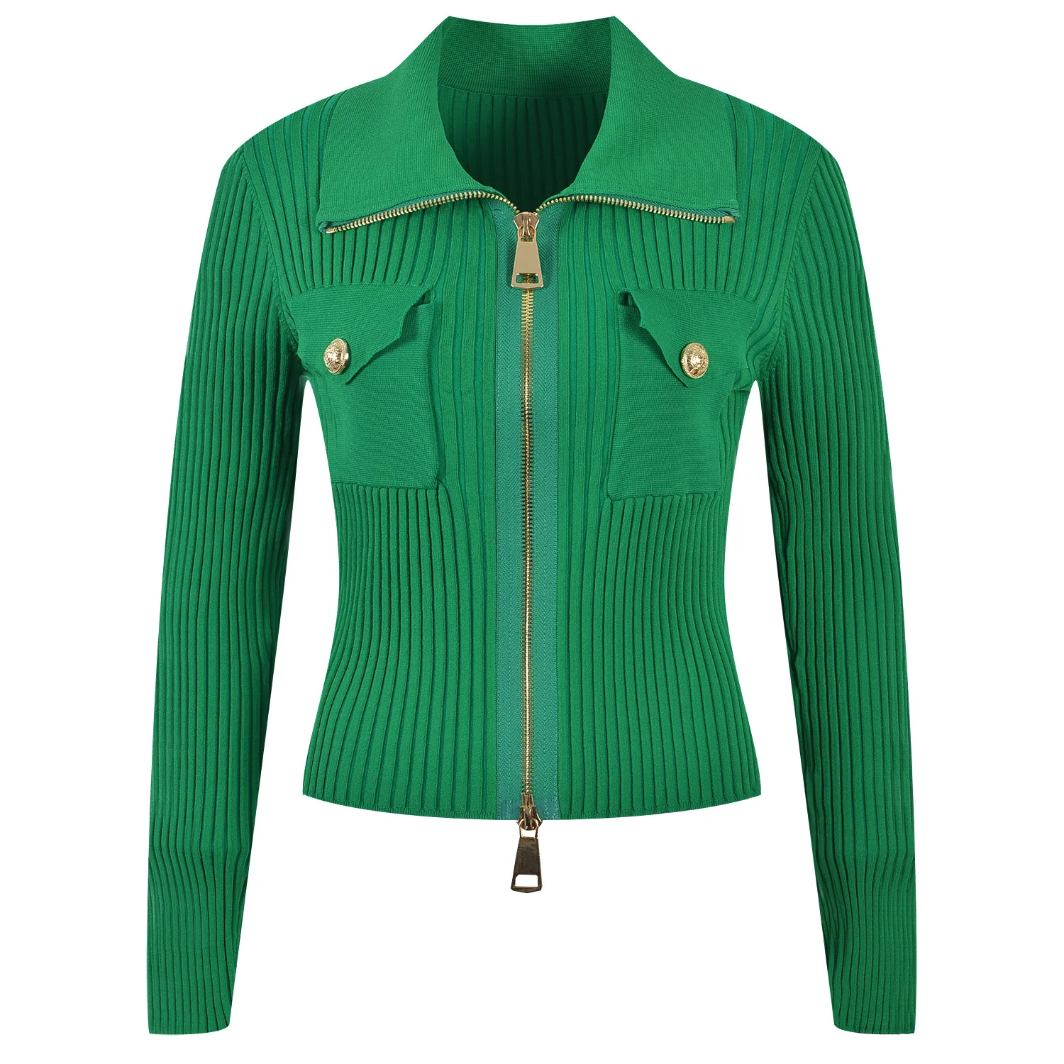 

4 Colors Black/White/Khaki/Green 2023 Early Spring Women Short Thin Knitting Zipper Cardigans Casual Sweaters Female Tops