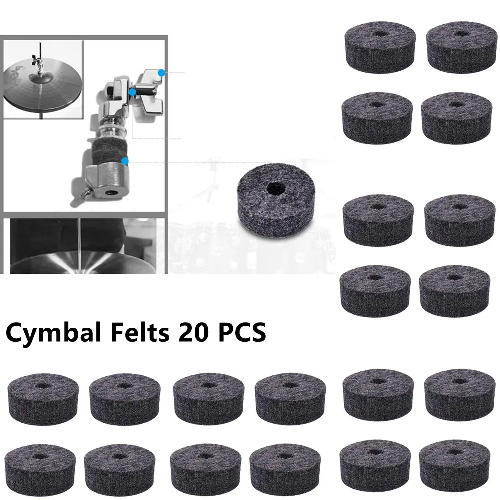 

20 Pcs Foam Cotton Cymbal Stand Felts Washers For Percussion Drum Kit Accessories Inner Dia.10mm Clutch Felt Drum Parts Set