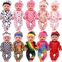 doll clothes long sleeve one piece pajamas nightcap for 18inch american43cm baby new born doll accessories sleeping blanket