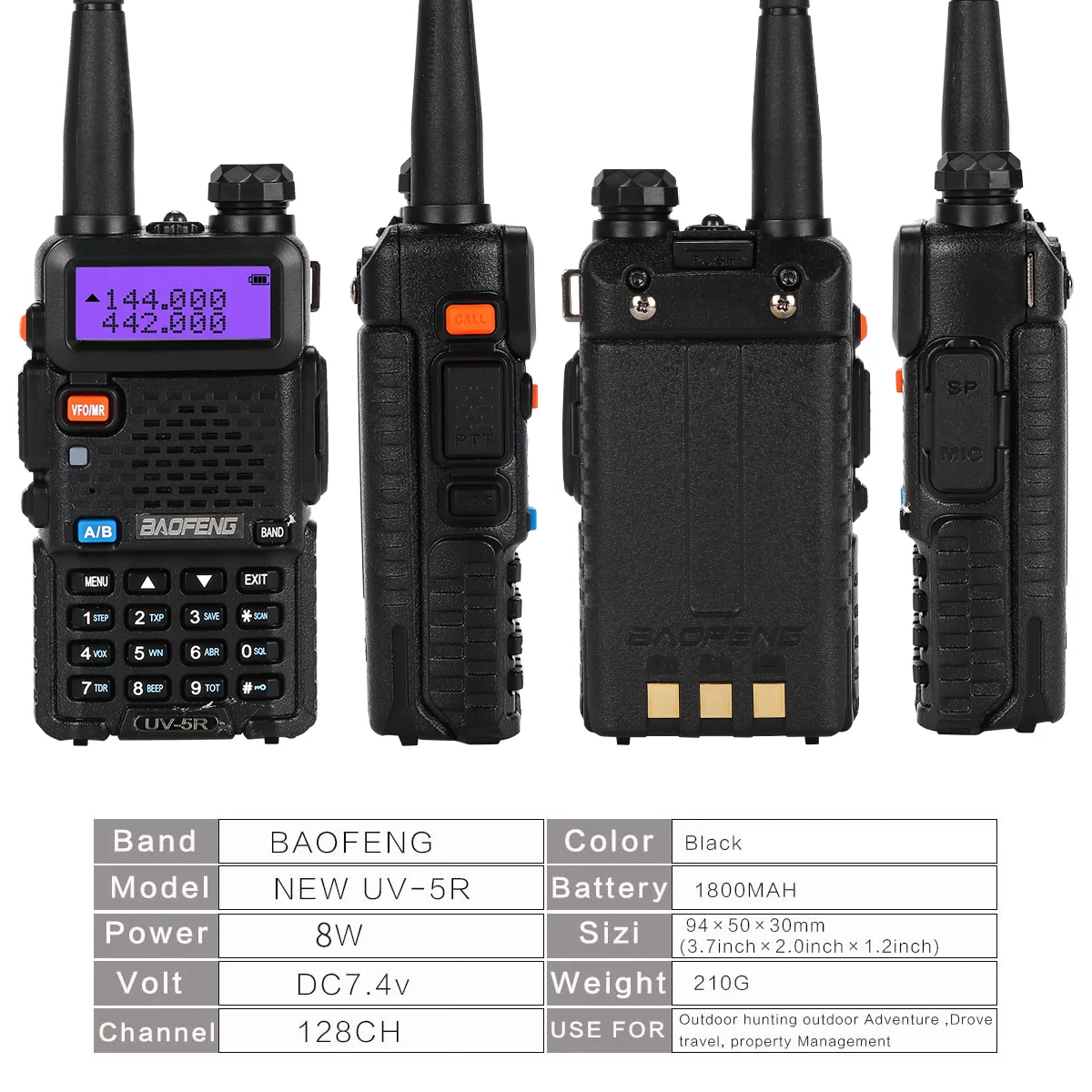 1/2PCS Lot BaoFeng UV-5R 10KM Walkie Talkie Professional Ham Radio Transceiver Dual Band VHF UHF 400-520MHZ UV 5R Two Way Radios