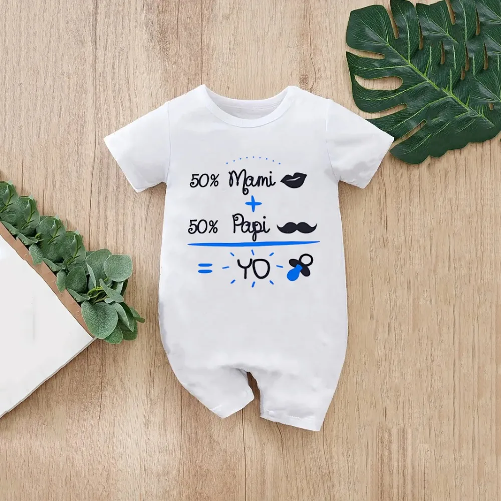 50%mem + 50%papi =yo детский комбинезон с принтом повседневный боди короткими рукавами