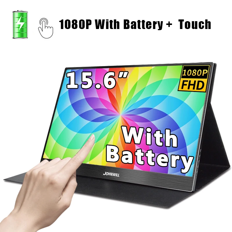 

Protable Monitor 15.6 Inch Built-in Bttery 5000mAH Touchscreen 1920x1080 IPS Panel Rechargeable Display For PS5 Laptop Switch