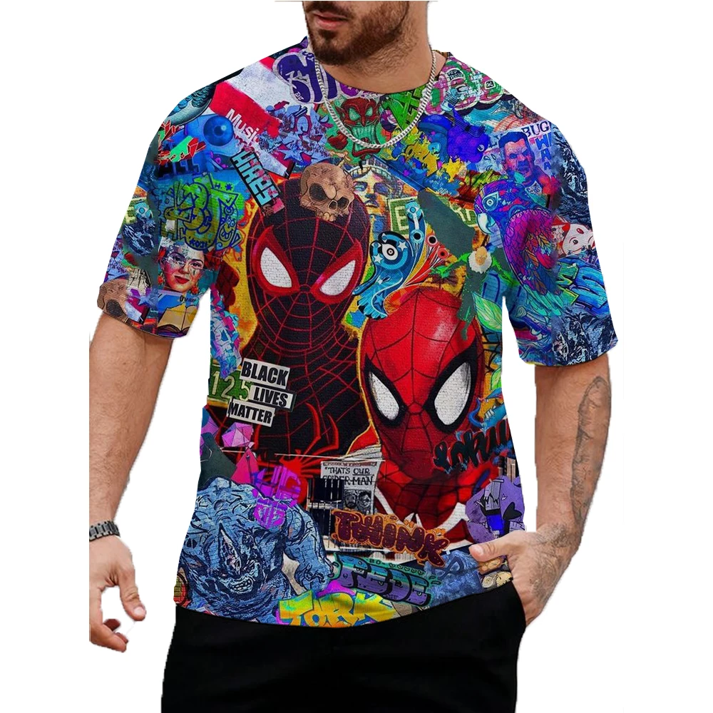 Disney Marvel Spider Man T-shirts Men's Street Summer Fashion Men Women Casual T-shirt Streetwear Aesthetic Hipster Tshirt Top