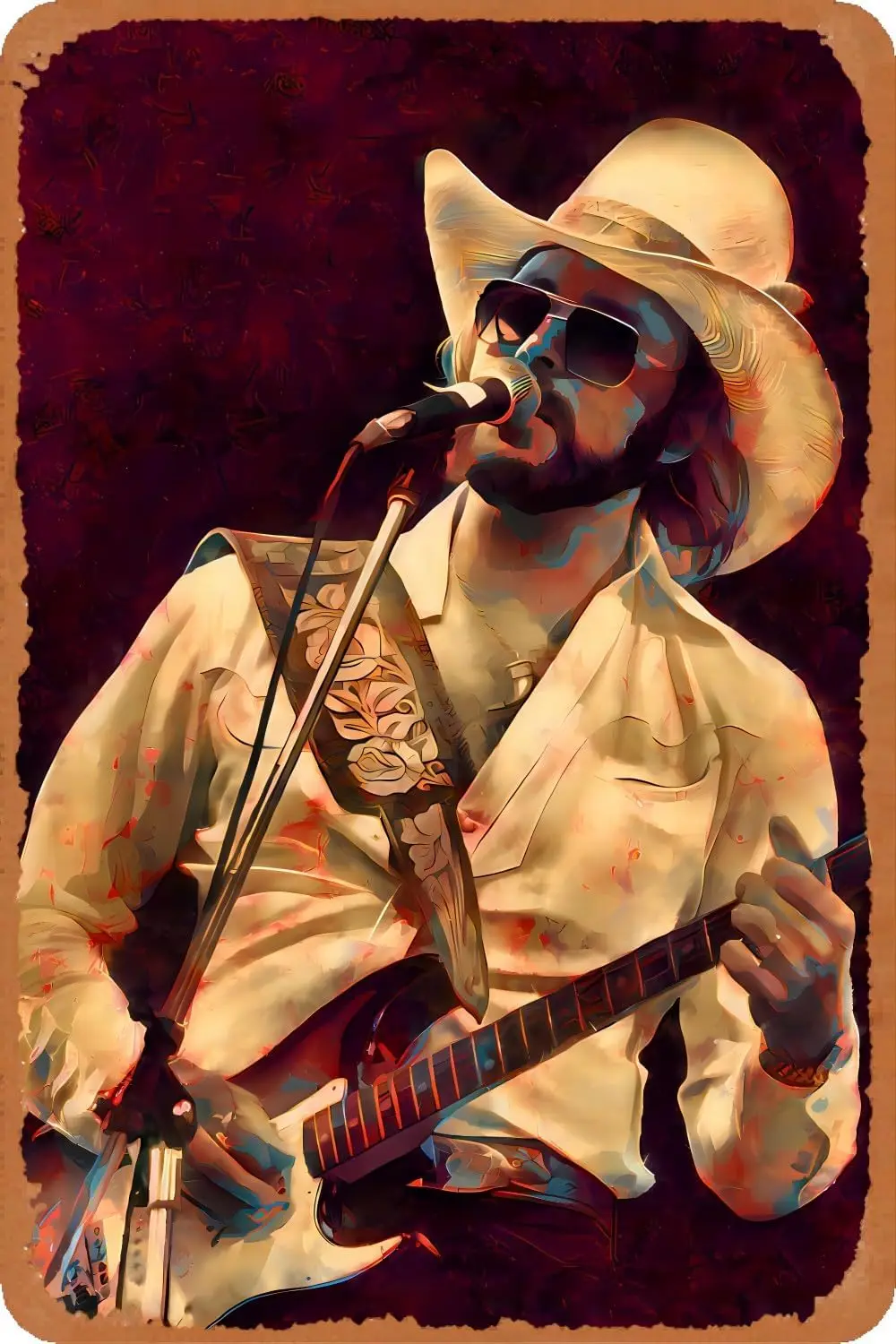 Хэнк Уильямс молодший Виски Bent and Hell Bound Iron On Transfer # 2 постер в стиле ретро