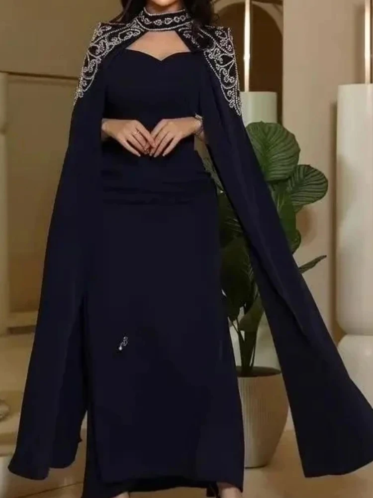 AN49 Индивидуальные темно-синие вечерние платья русалки женская накидка с бисером