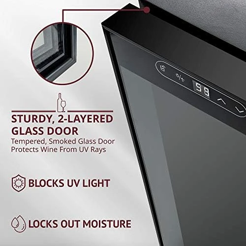 

18 Bottle Compressor Wine Cooler Refrigerator w/Lock - Large Freestanding Wine Cellar - 41f-64f Digital Temperature Control Wine