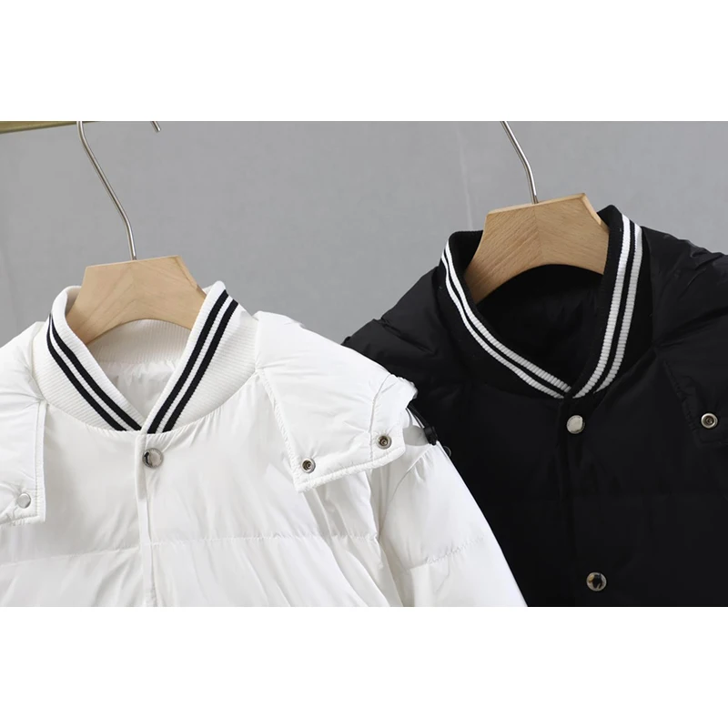 Winter Men Down Jacket Warm Baseball Collar Classic Striped Design Down Coats Fashion Business Style Parka Casual TB Overcoat