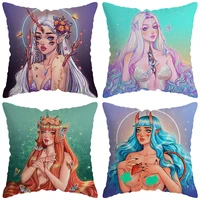 female elf pillow case beauty elf throw pillow cover decorative kids girls room aesthetics pillowcase 40x40 double bed cushions