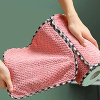 new non stick oil household cleaning wiping towel non linting hangable coral fleece double sided rag cleaning cloth dish cloth