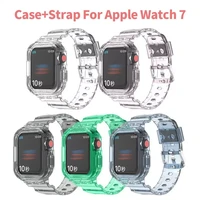 sport clear band case for apple watch 7 6 se 5 4 3 2 1 transparent silicone strap for iwatch strap 41mm 45mm sports watchband
