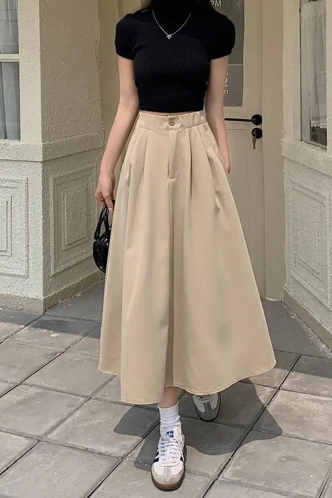 Женская длинная Плиссированная юбка SML белая Повседневная трапециевидная до