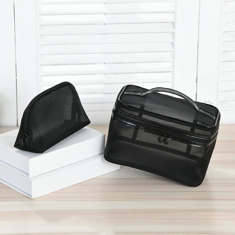 Прозрачная сетчатая женская косметичка Модный маленький органайзер для