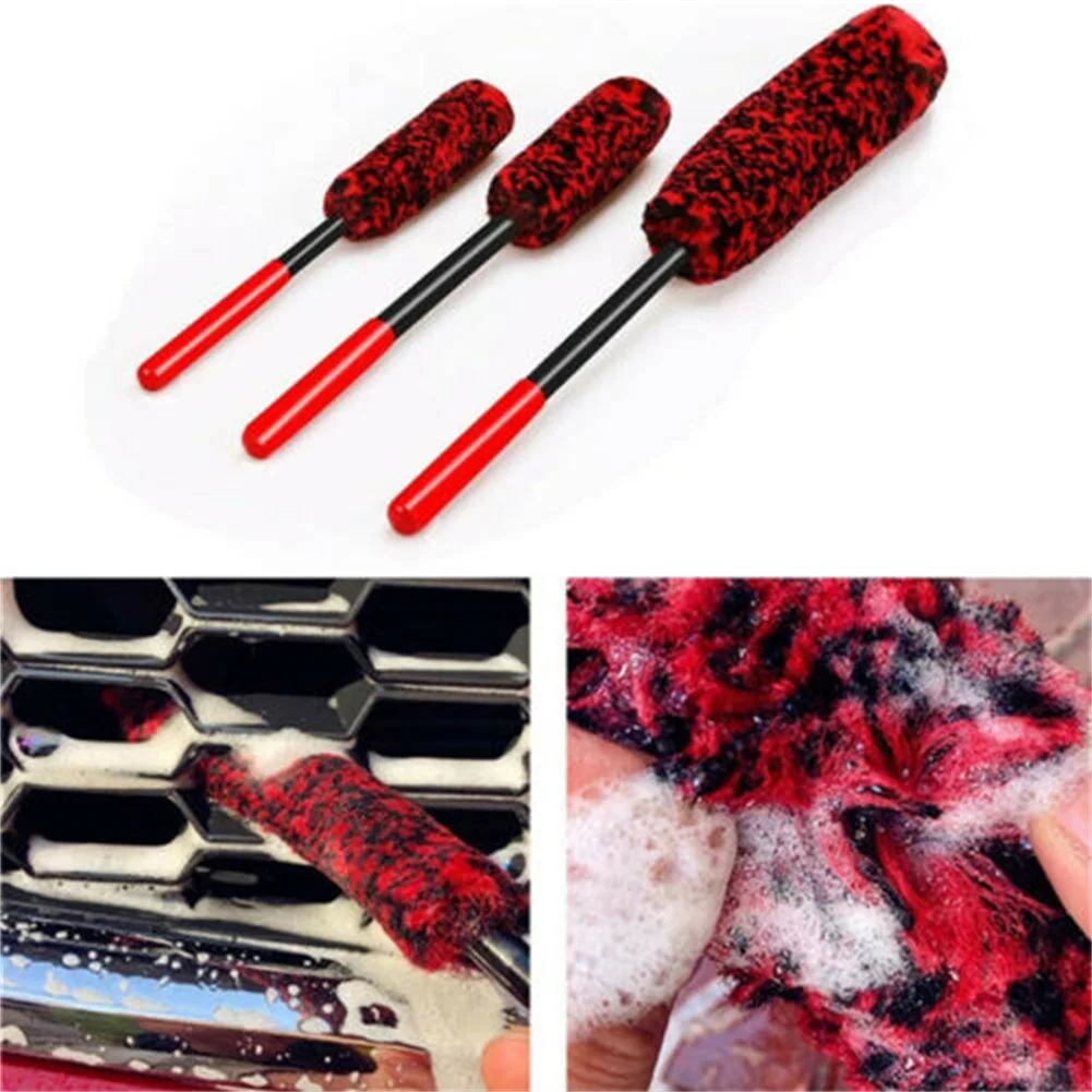 1pc Car Wash Brush Portable Woolies Wheel Tire Rim Brush Wheel Wash Cleaning Tool For Car Motorcycle Wheel Brush Grille