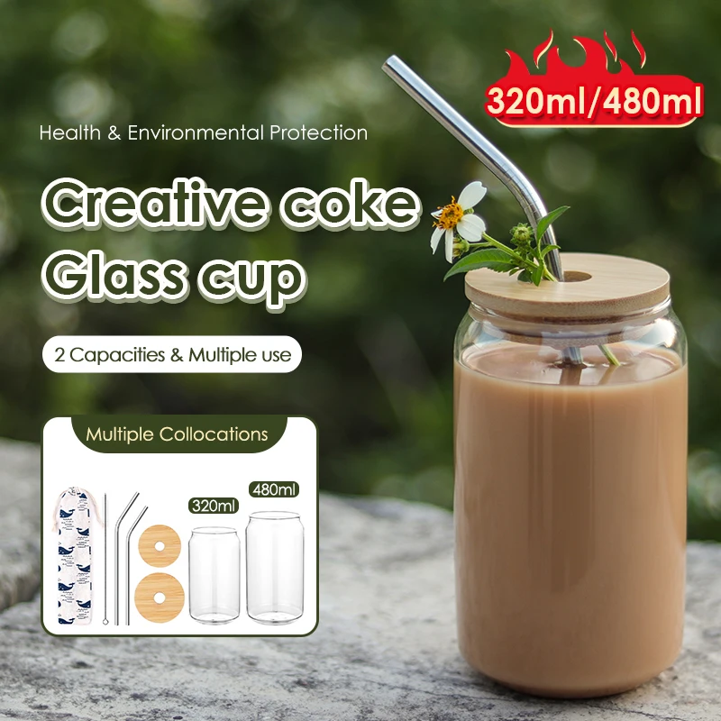 

320/480ml Nordic Minimalist Glass Cup Transparent Drinking Utensil Coffee Wine Milk Beer Cola Juice Cold Drinkware Handmade Can