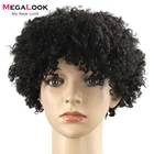 Megalook кудрявые человеческие волосы парики для женщин короткие вырезанные челки боб парики 180% бразильские кудрявые человеческие волосы полностью парики машинной работы