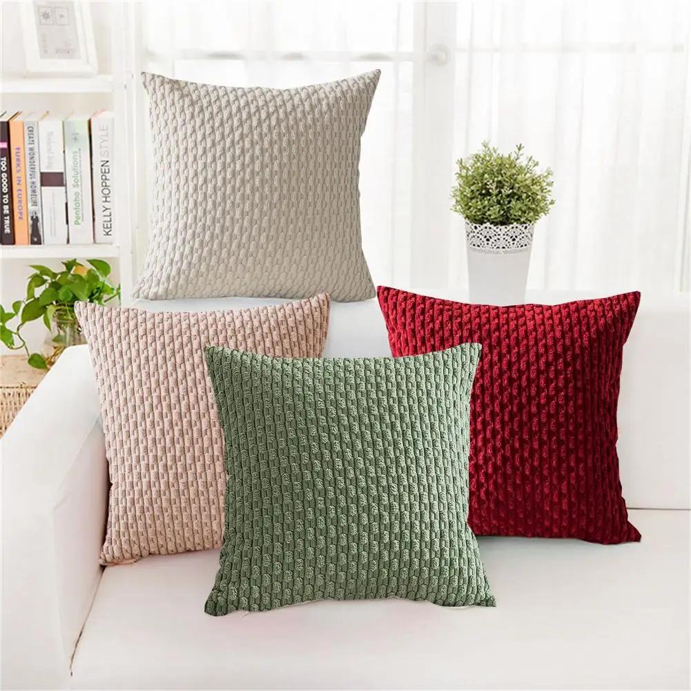 

Throw Pillow Cover Invisible Zipper Soft Pillow Case Solid Color Pillowcase Couch Bed Sofa Corduroy Cushion Cover Home Decor