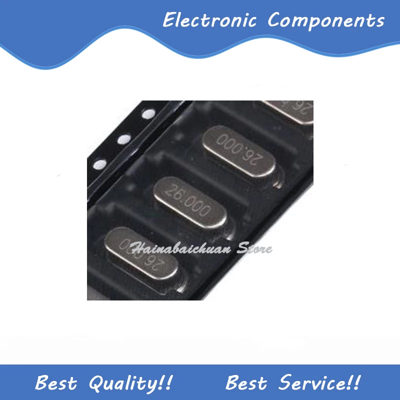 10 шт./партия, Пассивный кристаллический осциллятор, 26 МГц 49SMD 20PF ±20PPM 26M Passive Crystal Oscillator SMD