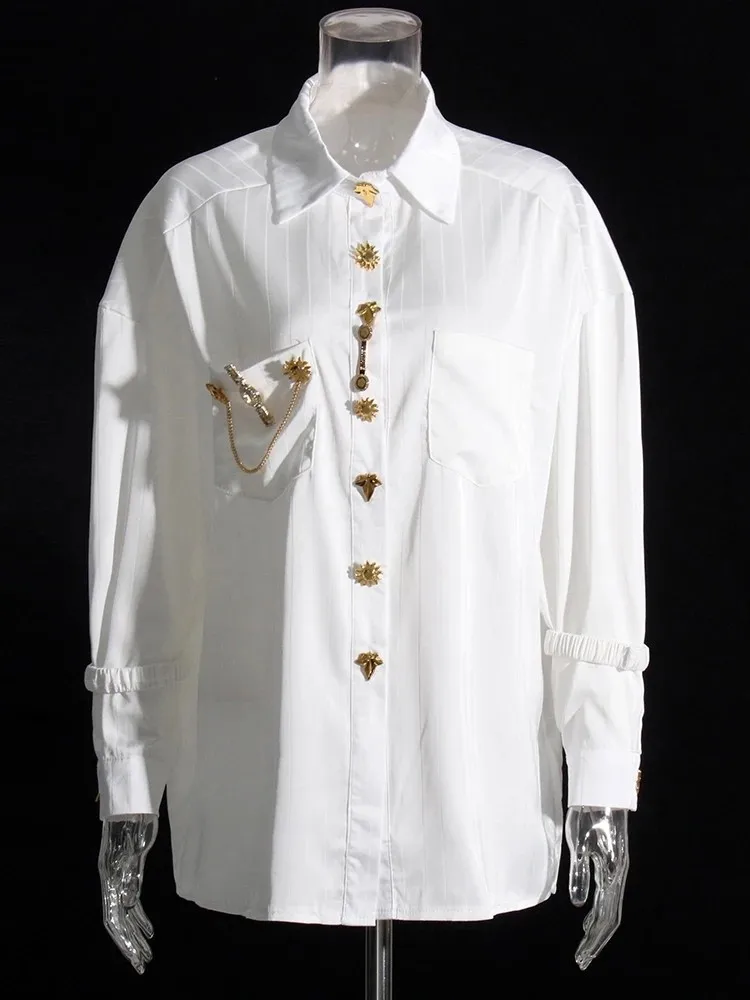 Блузка BPN с металлической пряжкой женская характерная однотонная Повседневная