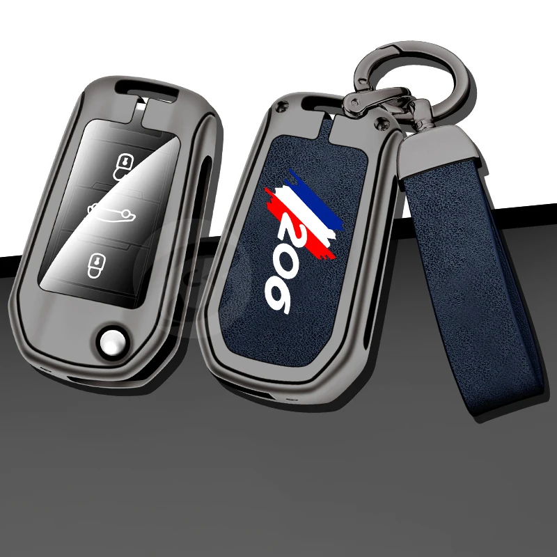 

Flip Folding Car Key Case Cover Shell for Peugeot 206 Smart Remote Control Keychain with Chain Keyless Interior Accessories