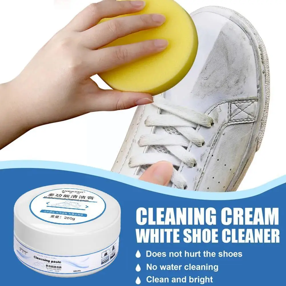 

260g White Shoes Cleaning Cream Stains Remover Shoes Whitening All-purpose Cleansing Cream With Wipe Sponge For Shoes Sneak Q4e0