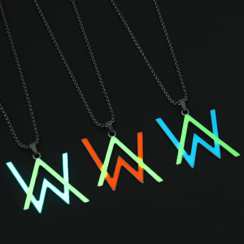 

Electronic Music Master Luminous Pendant Necklace for Women Men Stainless Steel Waterproof Alphabet Jewelry Choker