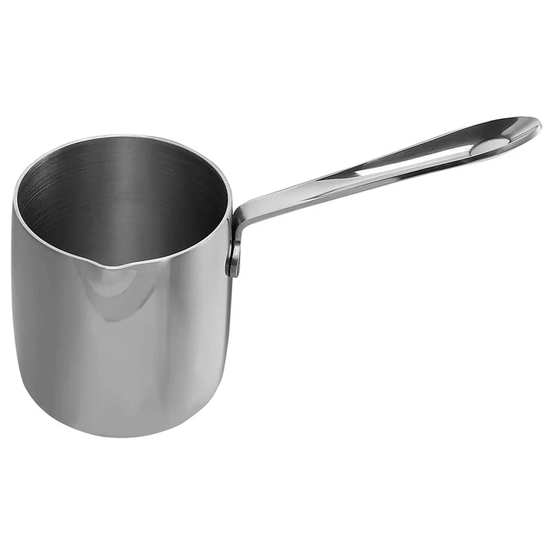 

Milk Warmer Turkish Coffee Pot Butter Warmer Melting Pot Stainless Steel Small Saucepan With Pour Spout Cookware (400ML)