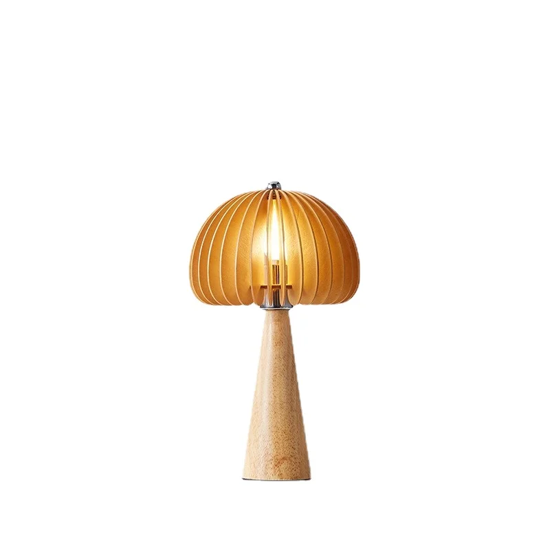 Modern Log Lamp Living Room Bedroom Study Retro Homestay Pumpkin Solid Wood Lamps Creative Personality Desktop Decoration