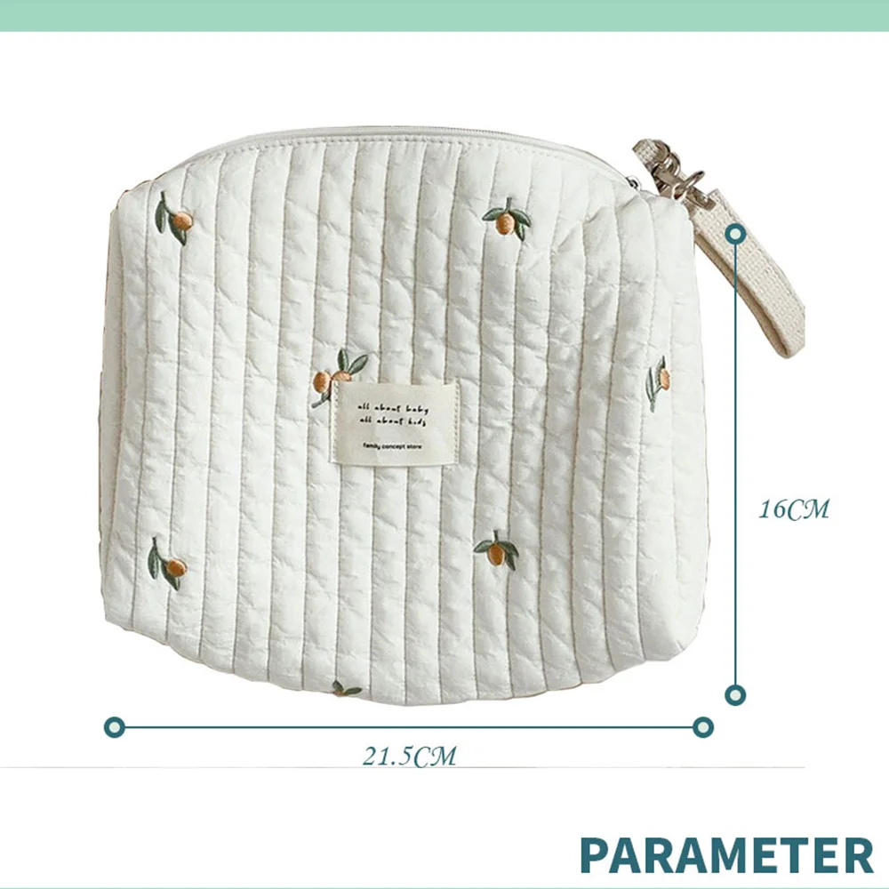 Mommy Single Shoulder Bag Zipper Embroidery Cute Bear Print Creamy Color Mom Bag Outing Baby Stroller Diaper Bags Simple Style