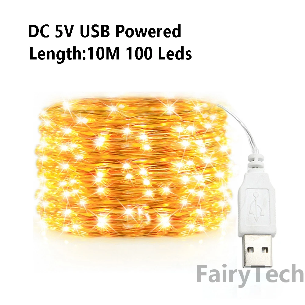 9 Colors 1M 2M 3M 5M 10M LED String Light Cork Fairy Lights Garlands Holiday Lamp USB/Battery Powered for Xmas New Year Decor images - 6