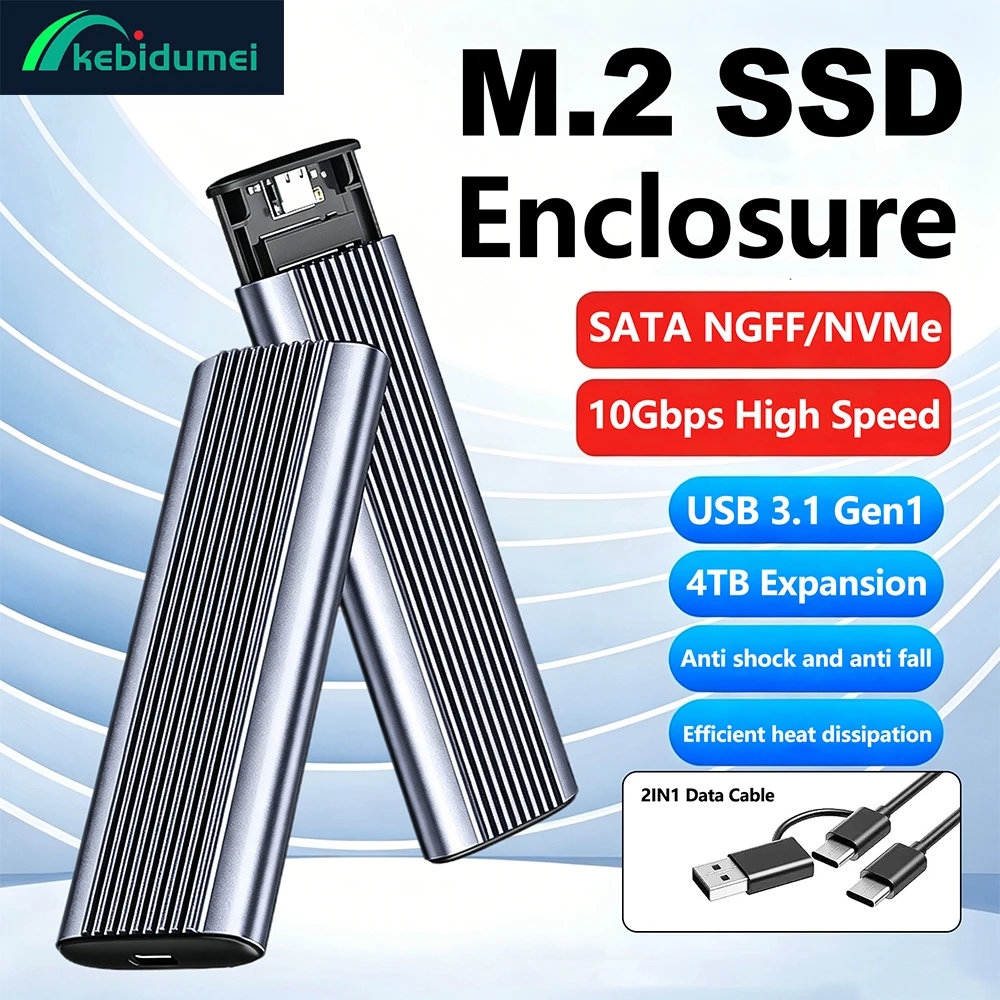 Фото Внешний корпус для SSD-накопителей Kebidumei M.2 NVME SATA USB 3.1 Gen1, без инструментов, 10 Гбит/с, для форматов 2230, 2242, 2260, 2280 №2