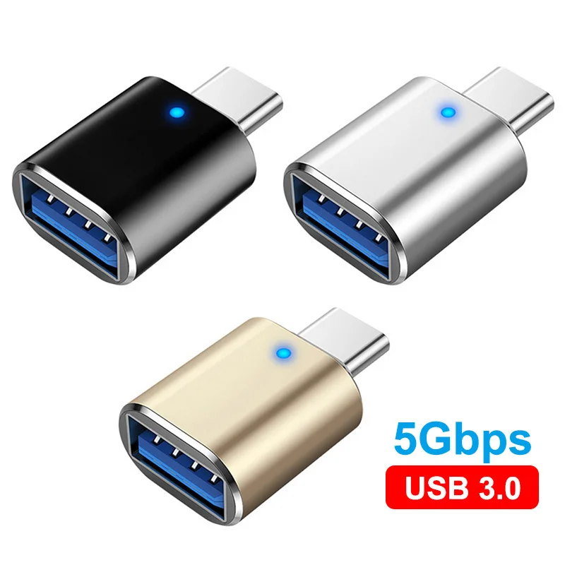 

LED USB 3.0 To Type C Adapter OTG To USB C USB-A To Micro USB Type-C Female Connector For Samsung Xiaomi POCO Huawei PC Adapters