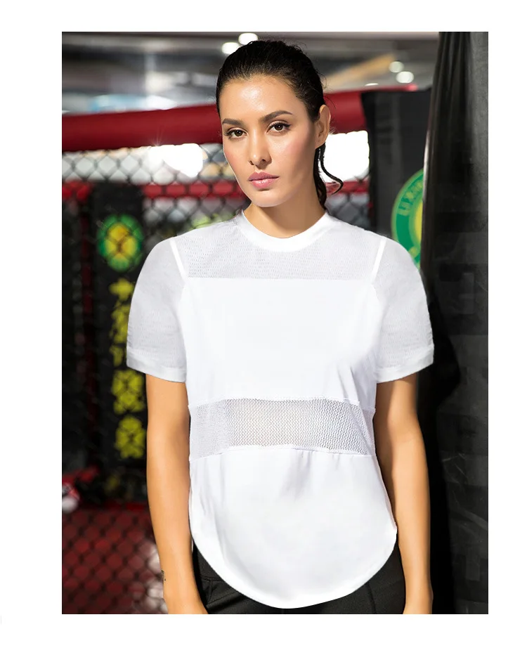 Женская Спортивная футболка сетчатая дышащая рубашка для йоги женский топ бега и