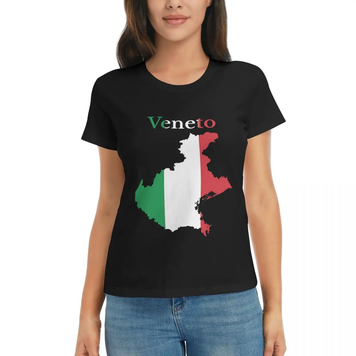

Veneto Map Italy Italian Region (2) Classic 282-2 Movement Top quality Black Tshirt Travel Eur Size