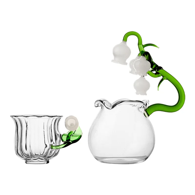 

Lily of The Valley Glass Cup Kawaii Orchid Flower Handle Cup Glass Milk Coffee Cup Tea Cup Water Cup Home Office Glass Gift