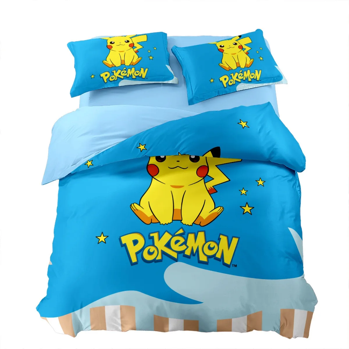 Постельный Комплект постельного белья с изображением покемона из Аниме Пикачу