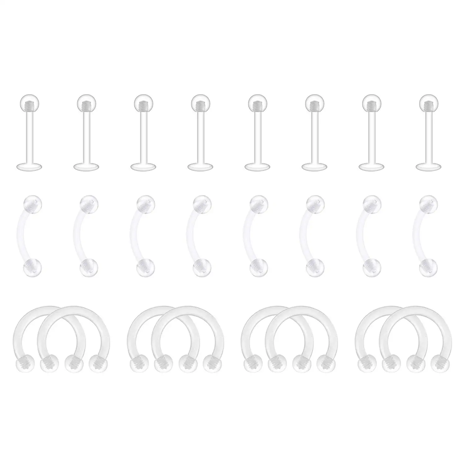 24 шт. серьги-подковы для пирсинга 16 г 6-12 мм