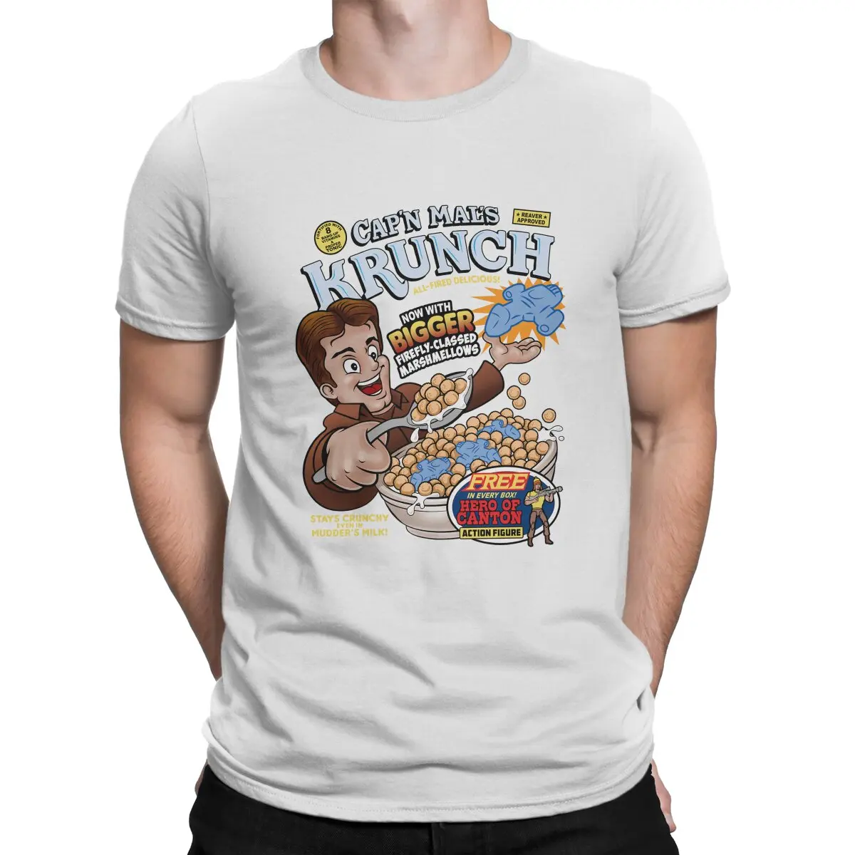Классическая мужская футболка Captain Mal's Krunch с принтом зерновых хлопьев