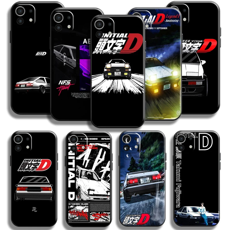 

Initial D For Xiaomi Mi 11 Mi 11 Lite 5G Phone Case Soft Silicone Cover TPU Back Liquid Silicon Black