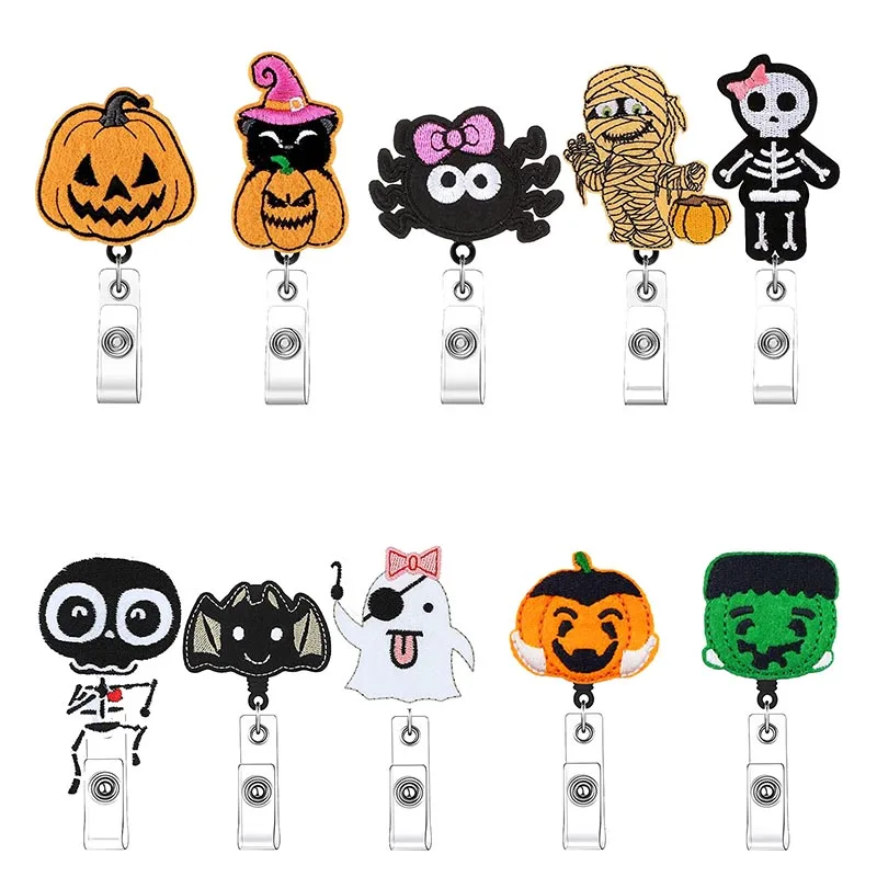 

Newest Cool Felt Ghost All Saints' Day Badge Reel Retractable ID Badge Holder With 360 Rotating Alligator Clip Name Holder
