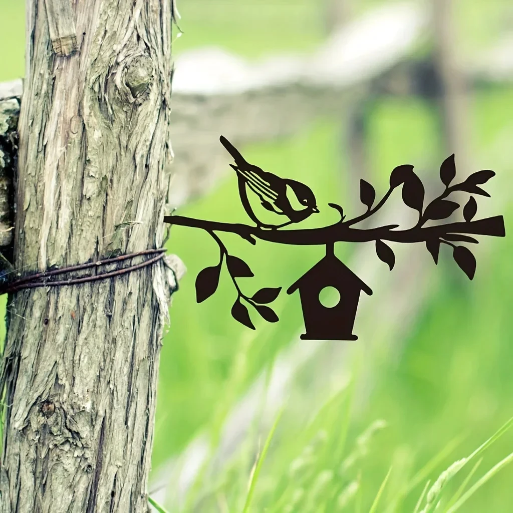 Ddpnkl Металлический Силуэт Садовый Кол Художественное Украшение Двора Дерево