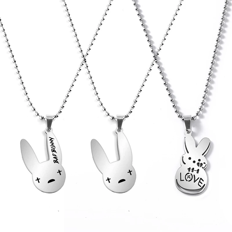 

Bad Bunny Clavicle Chain Stainless Steel Ruffian Rabbit Pendant Necklace For Men Women Jewelry Gift One Generation
