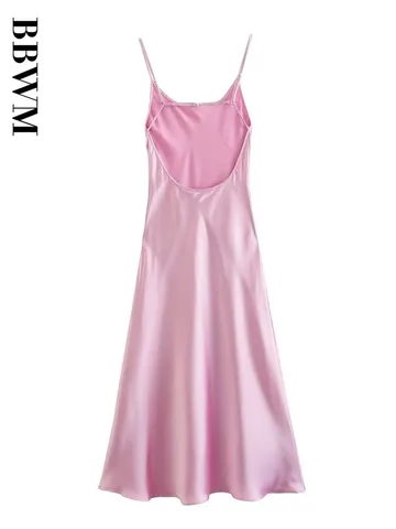 Women 2023 Satin Strap Dress Woman Sexy Off Shoulder Evening Party Dresses Women Underwear Style Chic Female Midi Dresses