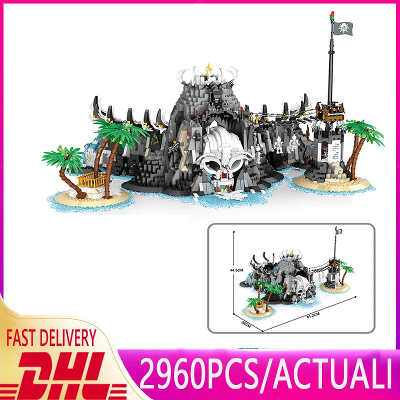 

66012 Ideas Piate Ship The Skull Pirate Island Bay Kit Caribbeaned Moc Building Block Brick Classic Movie Model Boy Toys 2960pcs