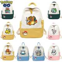 10pcs pokemon backpack canvas student school bag cute cartoon anime figure pikachu mewtwo charizard childrens school supplies