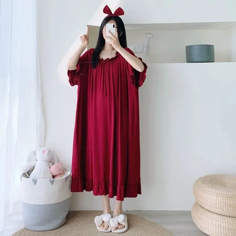 Свободное Ночное платье большого размера 150 кг Женская Корейская Пижама с