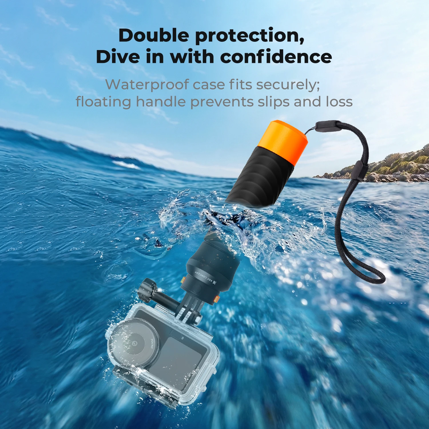 Фото Водонепроницаемый чехол K&F Concept для DJI Osmo Action 6, комплект с плавающей ручкой, инструменты для дайвинга, аксессуары для экшн-камер, водонепроницаемый корпус №2