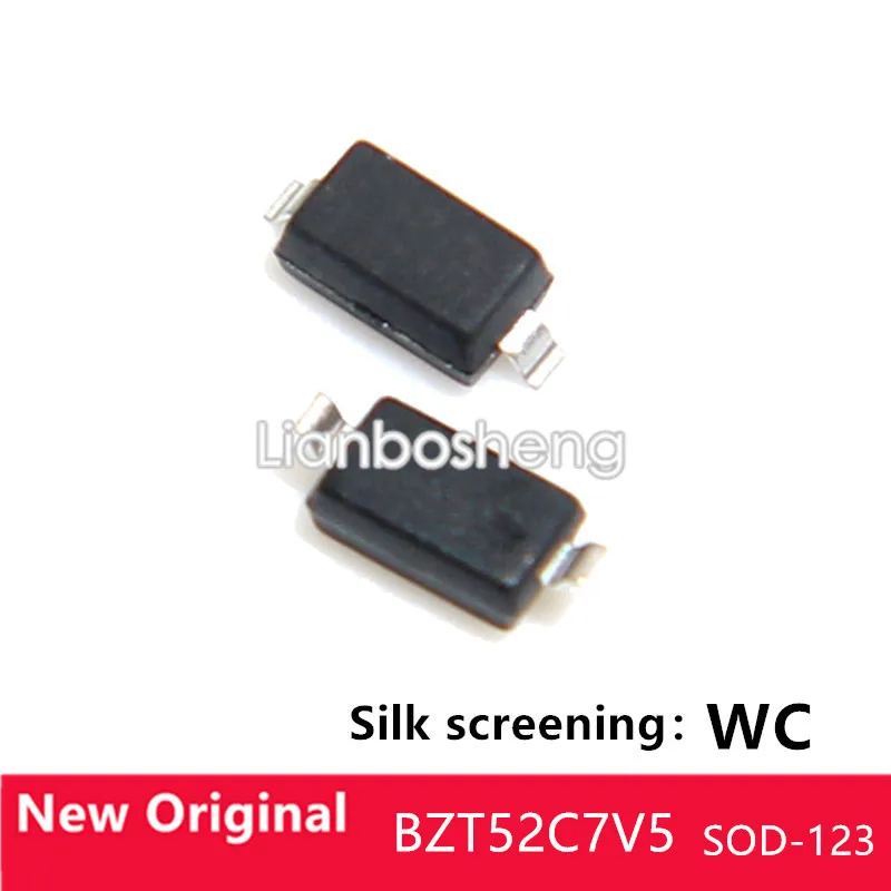 

100 шт. SMD диодный регулятор BZT52C7V5 7,5 в SOD123 1206 Шелковый экран WC