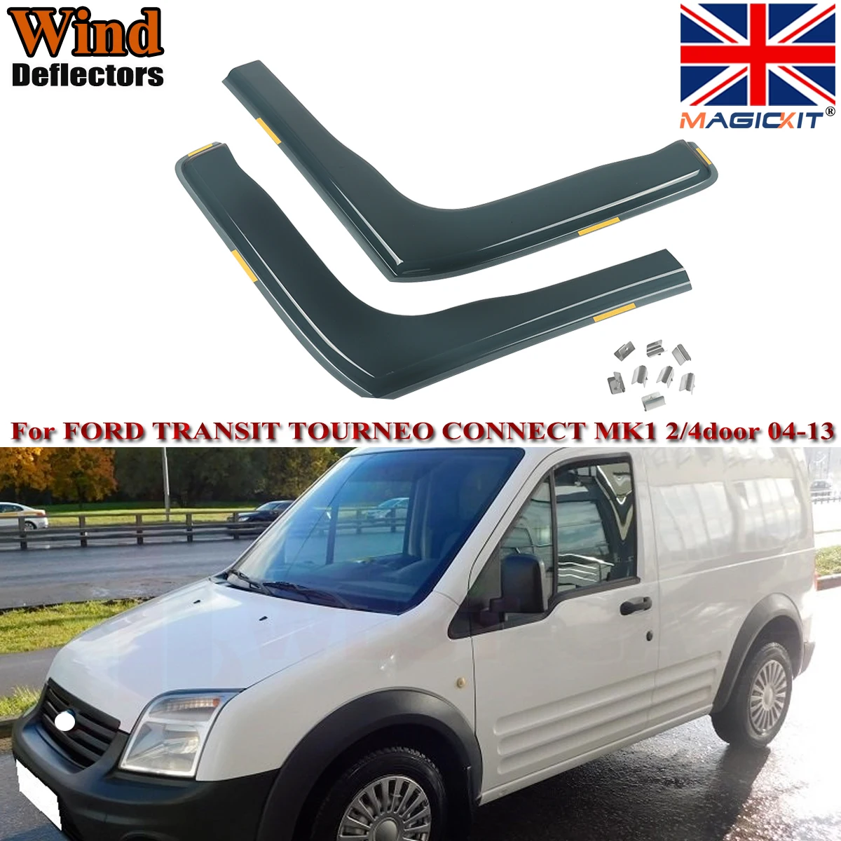 

Ветровые дефлекторы Magickit, 2 шт. для FORD TRANSIT TOURNEO CONNECT MK1 2/4door 04-13