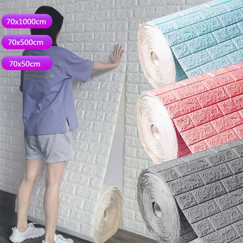 

3D-наклейки на стену из непрерывного кирпича, самоклеящиеся обои, водостойкая наклейка «сделай сам», домашний декор, искусственная пена